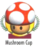 Mario Kart 64 promotional artwork: The Mushroom Cup emblem.