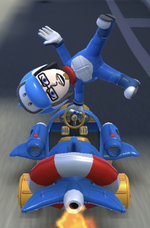 The Dolphin Mii Racing Suit performing a trick.