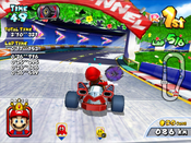 Mario in the first stretch of Mario Beach from Mario Kart Arcade GP 2