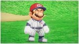 Mario wearing the baseball uniform
