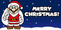 Mario in a Santa Claus outfit alongside the text "Merry Christmas!". It was originally posted on @NintendoEurope's Twitter for Christmas 2014.