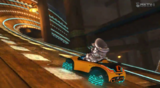 Metal Mario driving his Sports Coupe inside the mine.