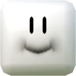 Rendered model of a square cloud from New Super Mario Bros. Wii.