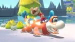 Plessie sliding with Mario on its back in Bowser's Fury.