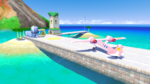A screenshot of Delfino Airstrip from Super Mario Sunshine.