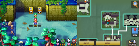 Last two blocks in Chucklehuck Woods of Mario & Luigi: Superstar Saga + Bowser's Minions.