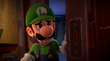 Luigi exiting his hotel room on the fifth floor