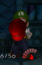 Luigi collecting Mario's Hat in Luigi's Mansion.