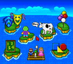 The main menu for the SNES version of Mario's Early Years! Preschool Fun