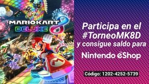 Promotional image for a 2020 Mario Kart 8 Deluxe online tournament, promoted by Nintendo's official Spanish Twitter account with the hashtag #TorneoMK8D