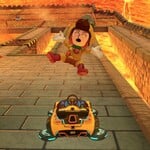 A Mii in the Wiggler Suit performing a Jump Boost.