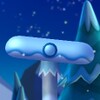 Squared screenshot of a blue Seesaw Shroom from New Super Luigi U.