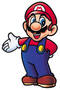 Artwork of Mario in 1997, reused  for Super Mario World: Super Mario Advance 2, a retouch of his artwork used on the Super Mario 5 Stars Pack bundle