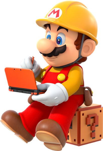 File:SMM3DS Mario plays 3DS Artwork.png