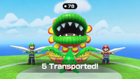 Petey Piranha in the "Paratroopa Flight School" mode of Super Mario Party Jamboree.