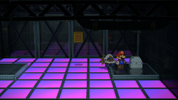 First treasure chest in the X-Naut Fortress in the remake of Paper Mario: The Thousand-Year Door for the Nintendo Switch.