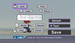 Wii Remote default settings in Super Smash Bros. Brawl