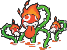 Paper Mario official art of a Lava Piranha.