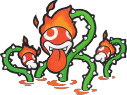 Paper Mario official art of a Lava Piranha.