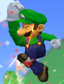 Luigi's Super Jump Punch, from Super Smash Bros. Melee.