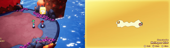 First block in Shrimpee Islet from Mario & Luigi: Brothership