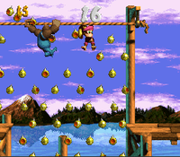 Stars under the effects of the MERRY cheat in Donkey Kong Country 3: Dixie Kong's Double Trouble!