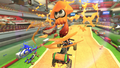 Inkling Girl performing a Trick on Excitebike Arena, while driving the Splat Buggy.