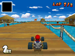 Mario racing at the start of the track