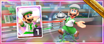 Luigi (Chef) from the Spotlight Shop in the Battle Tour in Mario Kart Tour