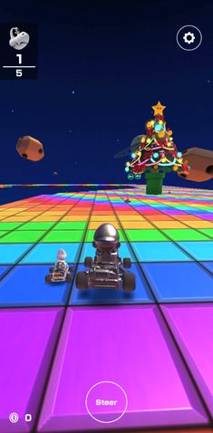 RMX Rainbow Road 1 (Smash Small Dry Bones): Ahead of the finish line, in the middle of the track