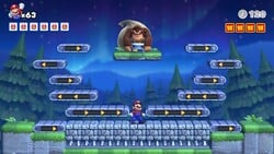 Screenshot of Mystic Forest Plus level 7-DK+ from the Nintendo Switch version of Mario vs. Donkey Kong