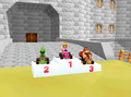 Peach, Yoshi, and D.K. in the go-kart