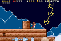 Screenshot of the level Hikousen wa Tomaranai! from Super Mario Advance 4