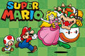 Mario and Toad chasing after Princess Peach and Bowser