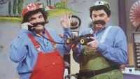 Still of the live-action segment produced for the Danish dub of Adventures of Super Mario Bros. 3.