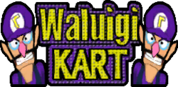 Waluigi Kart trackside banner from Waluigi Stadium.