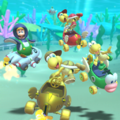 Penguin Luigi tricking in the Super Blooper on 3DS Cheep Cheep Lagoon