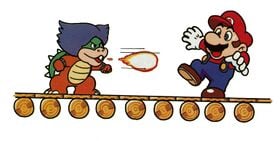 Artwork of Mario fighting Ludwig von Koopa for Super Mario World