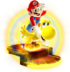 Artwork of Mario and Bulb Yoshi from Super Mario Galaxy 2. It is designated in the source as "<tt>char-bulb-berry.png</tt>".