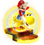 Artwork of Mario and Bulb Yoshi from Super Mario Galaxy 2. It is designated in the source as "char-bulb-berry.png".