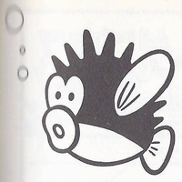 A Spiny Cheep Cheep from Super Mario Bros. 3.