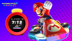 Promotional image for Nintendo Sound Clock: Alarmo featuring Mario Kart 8 Deluxe