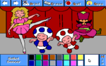 Peach and two Toads as ballet dancers.