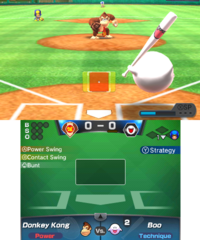 Gameplay of baseball from Mario Sports Superstars