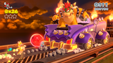 Mario fighting Bowser in Bowser's Highway Showdown