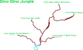 A composite map of all routes leading to Dino Dino Jungle