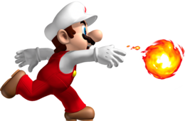 Artwork of Fire Mario in New Super Mario Bros. (also used in New Super Mario Bros. Wii and Super Mario 3D Land)[1][2]