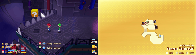 Hidden Blocks 2-3 in Fortress Zokket from Mario & Luigi: Brothership