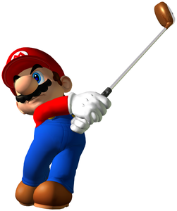 Artwork of Mario in Mario Golf: Toadstool Tour.