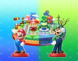 Mario and Luigi boards on amiibo Party in the same artwork